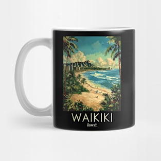 A Vintage Travel Illustration of Waikiki - Hawaii Mug